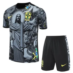 Brazil Djeca Nogometni Dresovi 2024 Crna Posebno Izdanje (+ Kratke Hlače)