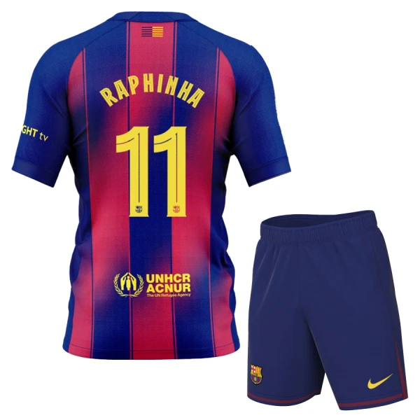 FC Barcelona Raphinha 11 Djeca Nogometni Dresovi 2025/26 Domaći (+ Kratke Hlače)