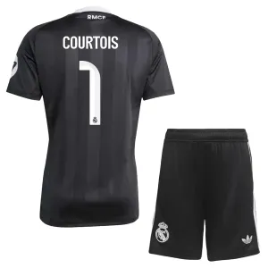 Real Madrid Thibaut Courtois 1 Djeca Golmanski Nogometni Dresovi 2025/26 Crna (+ Kratke Hlače)