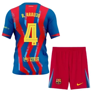 FC Barcelona Ronald Araujo 4 Djeca Nogometni Dresovi 2025/26 Četvrta (+ Kratke Hlače)