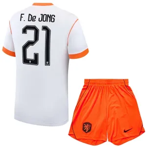 Nizozemska Frenkie de Jong 21 Djeca Nogometni Dresovi Svjetsko Prvenstvo 2026 Gostujući (+ Kratke Hlače)