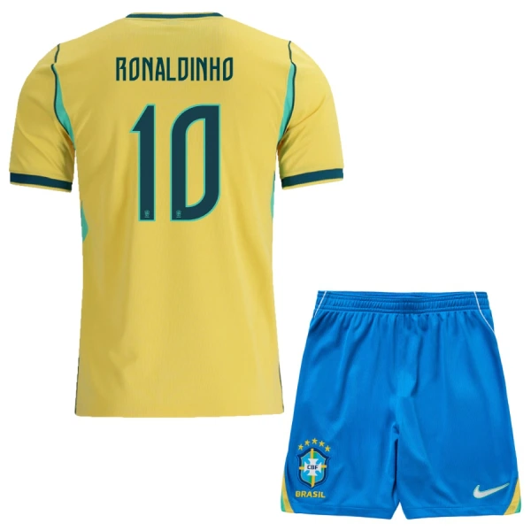 Brazil Ronaldinho 10 Djeca Nogometni Dresovi Svjetsko Prvenstvo 2026 Domaći (+ Kratke Hlače)
