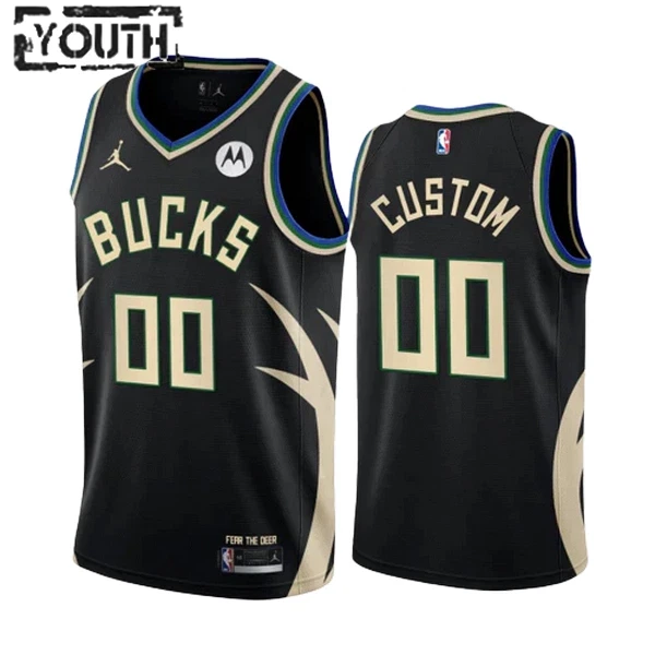 Milwaukee Bucks Košarkaški dres Djeca Statement Edition Swingman Prilagođeno Crna