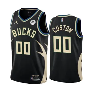 Milwaukee Bucks Košarkaški dres Statement Edition Swingman Prilagođeno Crna